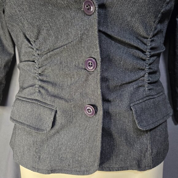 Y2K Gray Fitted Blazer Jacket Size L Office Siren 2000s Academia Stretch - Picture 2 of 12